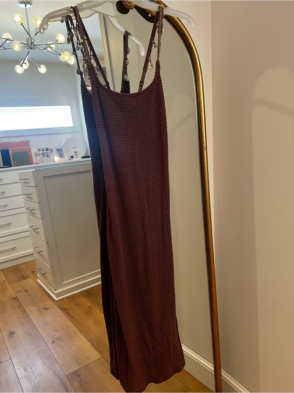 Target Chocolate Brown Knit Midi Dress with Shell Straps